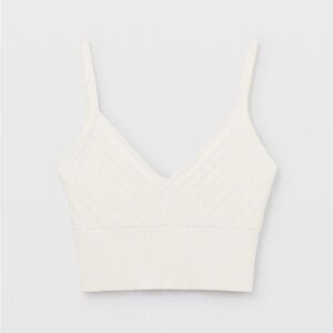 Cream Color Ribbed Crop Top